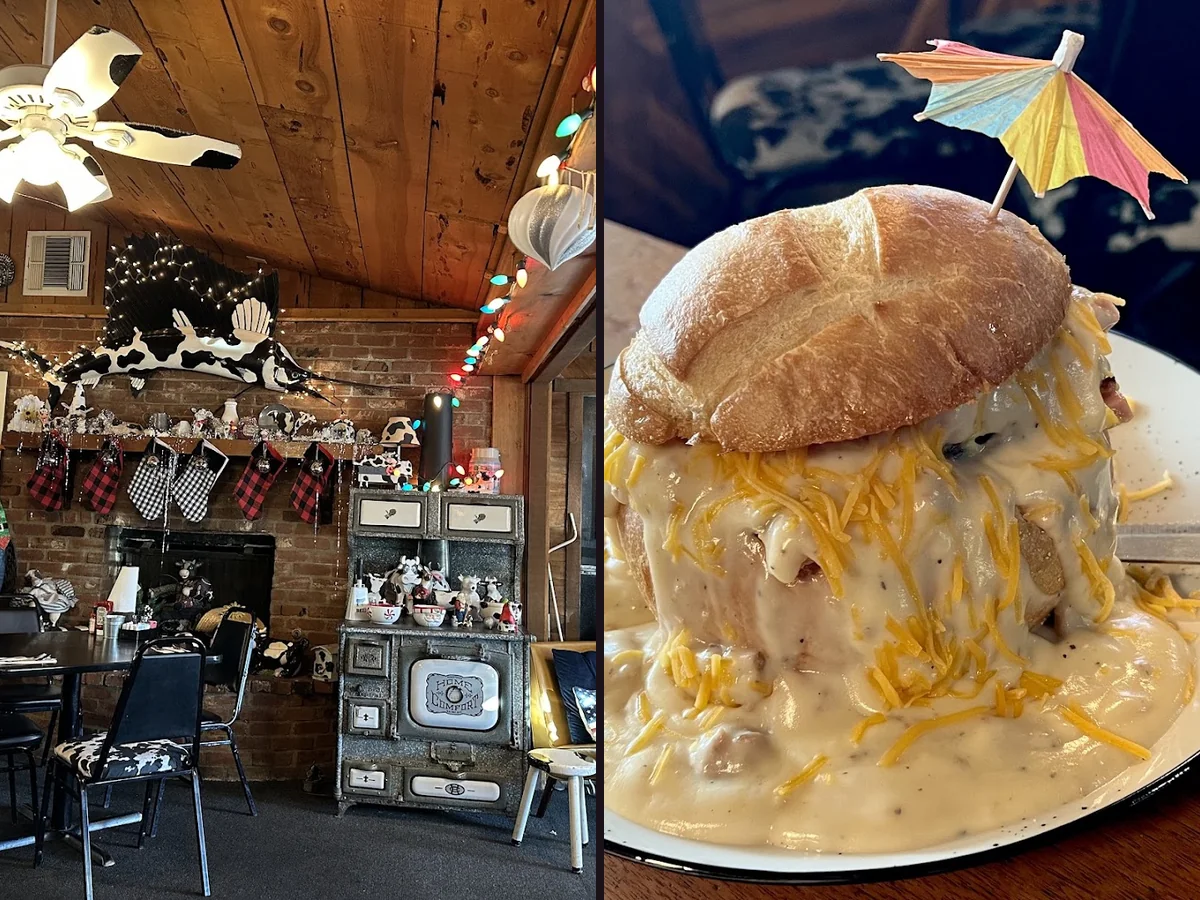 Warm interior with simple diner-style décor.